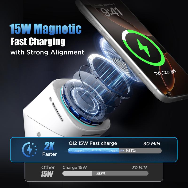 3-in-1 Magnetic Wireless Charger For iPhone, Samsung & AirPods | 15W Fast Charging
