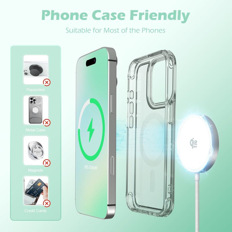 25W Qi2 Magnetic Wireless Charger Pad for iPhone, Samsung & Earbuds