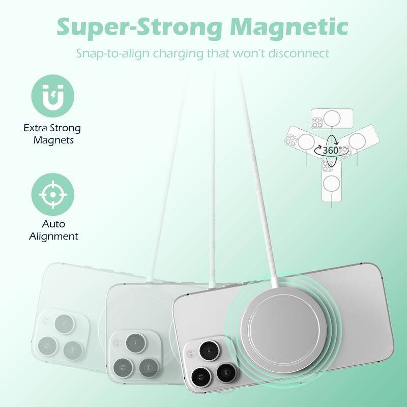 25W Qi2 Magnetic Wireless Charger Pad for iPhone, Samsung & Earbuds