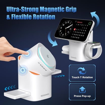 3-in-1 Magnetic Wireless Charger For iPhone, Samsung & AirPods | 15W Fast Charging