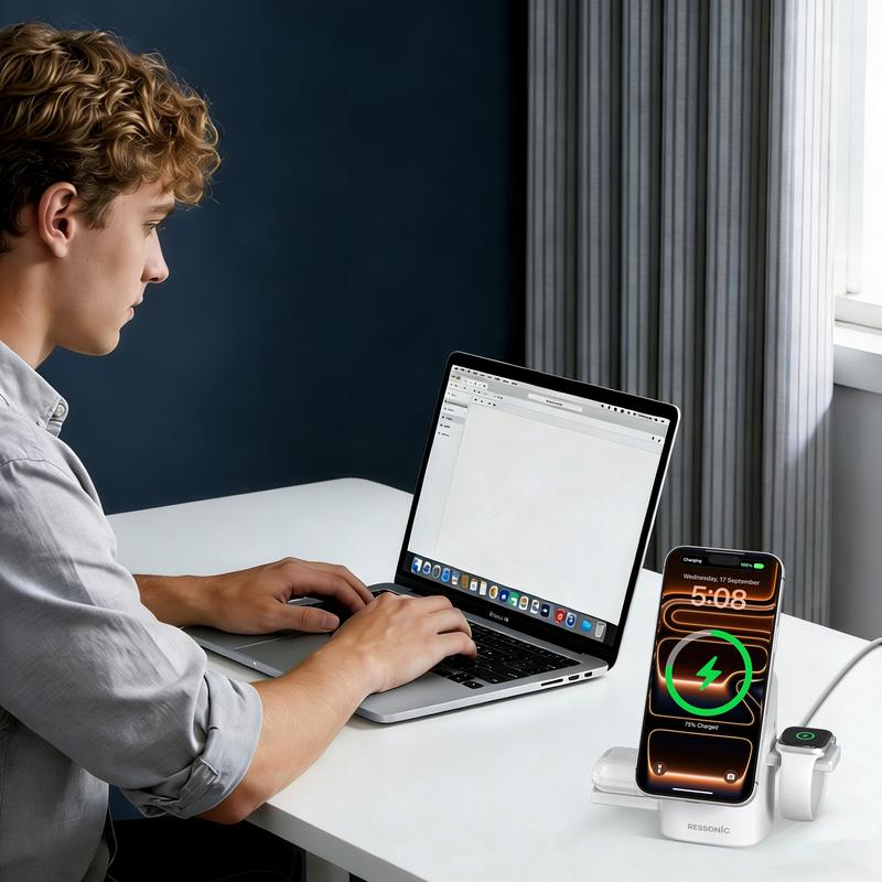 3-in-1 Magnetic Wireless Charger For iPhone, Samsung & AirPods | 15W Fast Charging